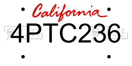 4PTC236 California License Plate