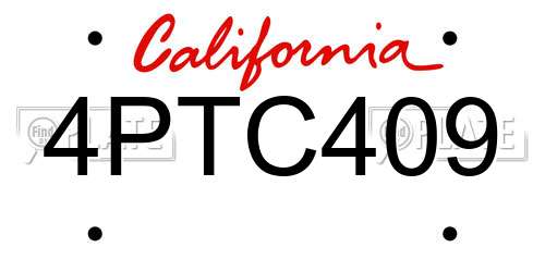 4PTC409 California License Plate