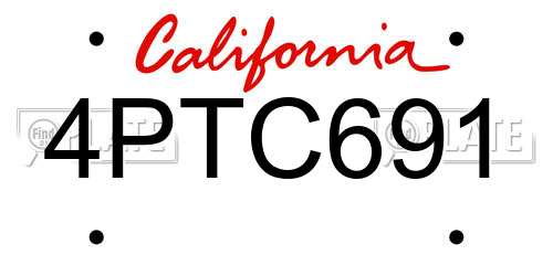 4PTC691 California License Plate