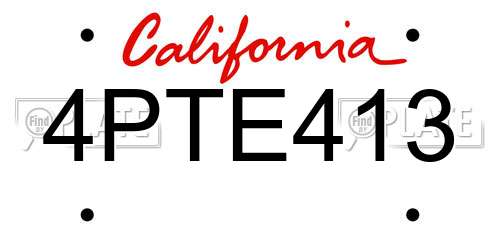 4PTE413 California License Plate