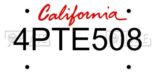 4PTE508 California License Plate