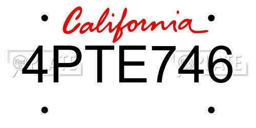 4PTE746 California License Plate