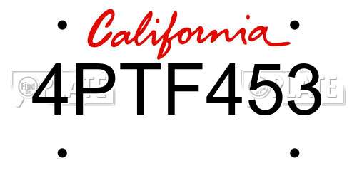 4PTF453 California License Plate