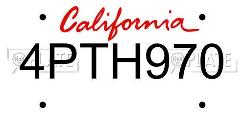 4PTH970 California License Plate