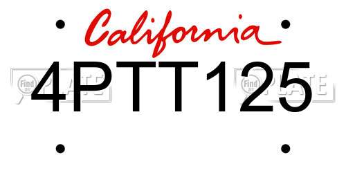 4PTT125 California License Plate