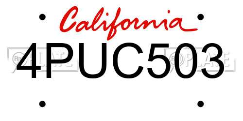 4PUC503 California License Plate