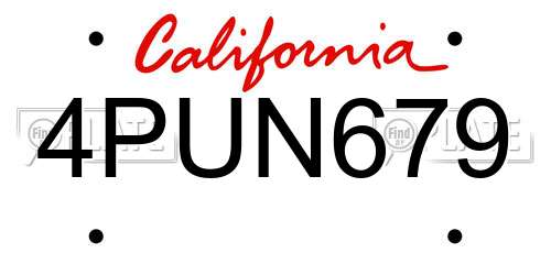 4PUN679 California License Plate