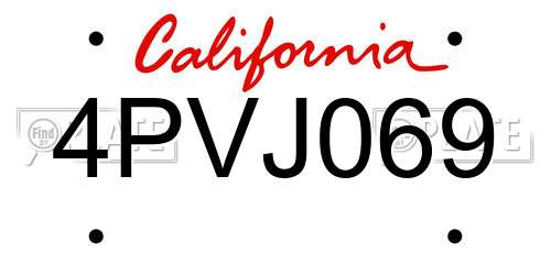 4PVJ069 California License Plate