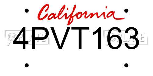 4PVT163 California License Plate
