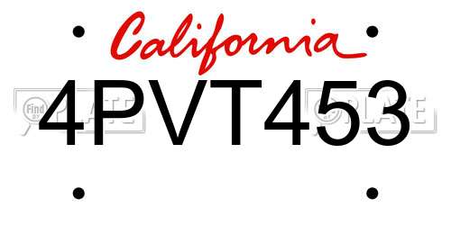 4PVT453 California License Plate