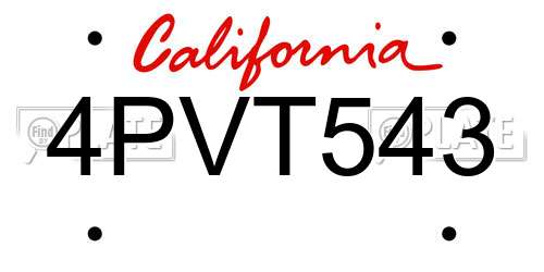 4PVT543 California License Plate