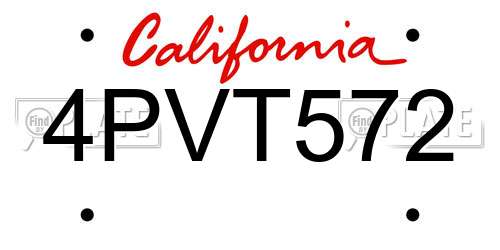 4PVT572 California License Plate