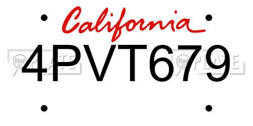 4PVT679 California License Plate