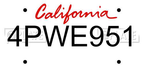 4PWE951 California License Plate