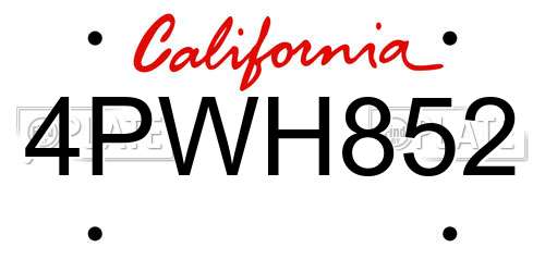 4PWH852 California License Plate
