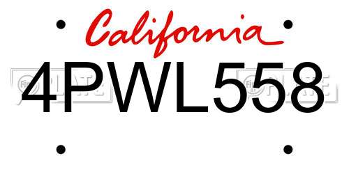 4PWL558 California License Plate
