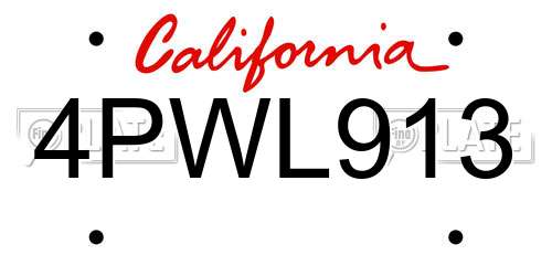 4PWL913 California License Plate