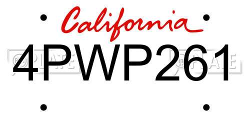 4PWP261 California License Plate