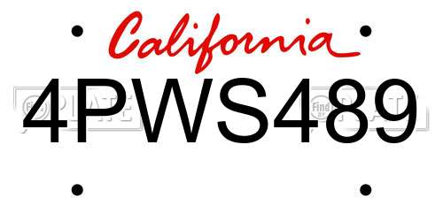 4PWS489 California License Plate