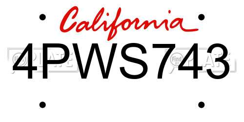 4PWS743 California License Plate