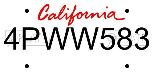 4PWW583 California License Plate