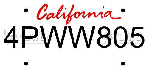 4PWW805 California License Plate