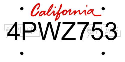 4PWZ753 California License Plate