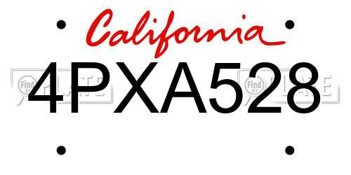 4PXA528 California License Plate