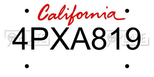 4PXA819 California License Plate