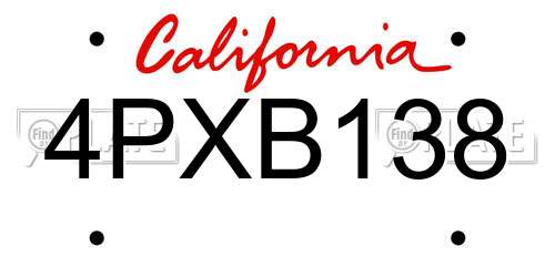 4PXB138 California License Plate