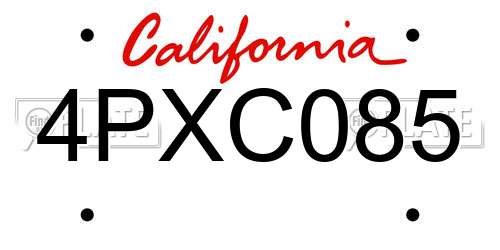 4PXC085 California License Plate
