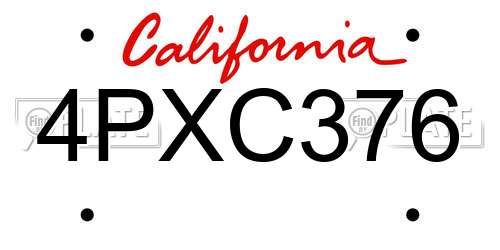 4PXC376 California License Plate