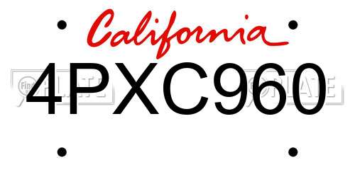 4PXC960 California License Plate