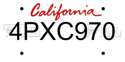 4PXC970 California License Plate