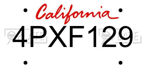 4PXF129 California License Plate