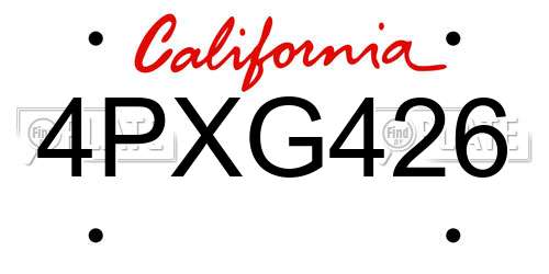 4PXG426 California License Plate