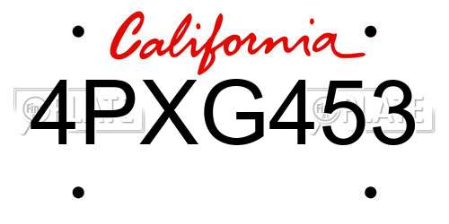 4PXG453 California License Plate