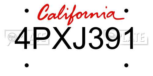 4PXJ391 California License Plate
