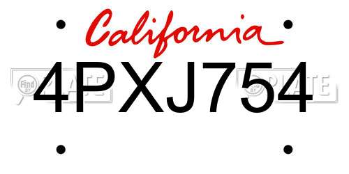 4PXJ754 California License Plate