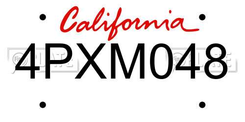 4PXM048 California License Plate