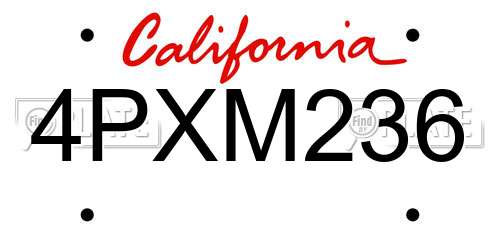 4PXM236 California License Plate