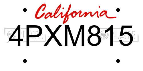 4PXM815 California License Plate