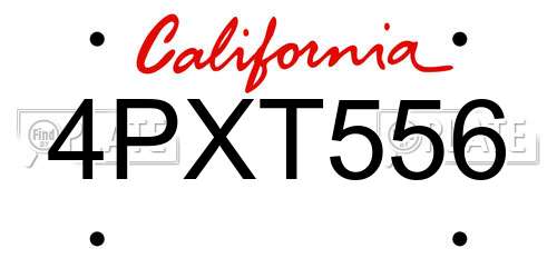 4PXT556 California License Plate