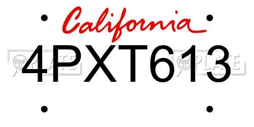4PXT613 California License Plate