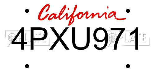 4PXU971 California License Plate