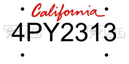 4PY2313 California License Plate
