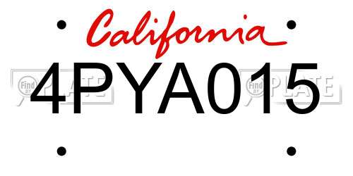 4PYA015 California License Plate