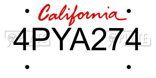4PYA274 California License Plate