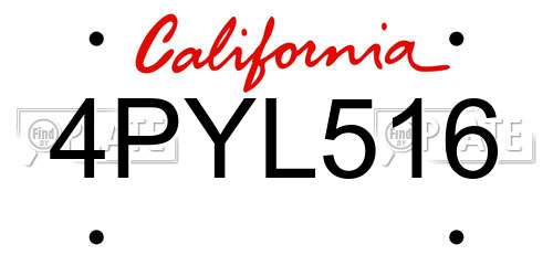 4PYL516 California License Plate