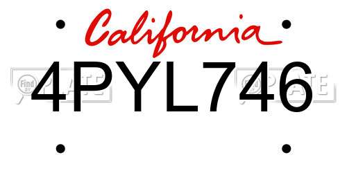 4PYL746 California License Plate